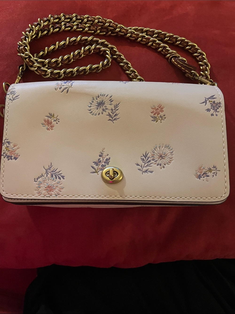 Coach Dinky Bag Glove tanned Leather shimmer crossbag purse Turnlock D1980-73726